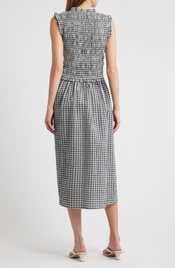 Adine Check Seersucker Midi Sundress