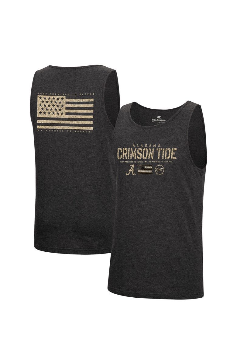 COLOSSEUM Men's Colosseum Heathered Black Alabama Crimson Tide Military Appreciation OHT Transport Tank Top, Main, color, 