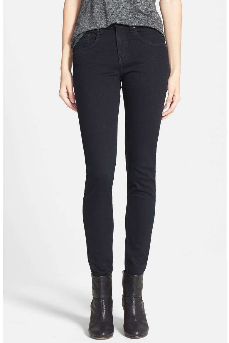 High Rise Skinny Stretch Jeans, Main, color, COAL
