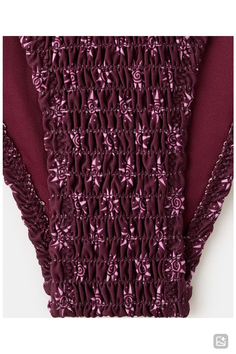 Smocked Two-Piece Swimsuit, Alternate, color, BURGUNDY