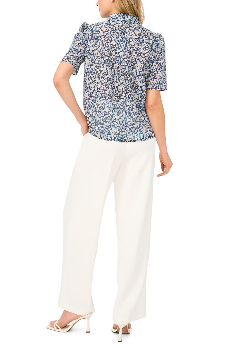 Halogen<sup>®</sup> Floral Puff Sleeve Button-Up Top, Alternate, color, Lovely Navy