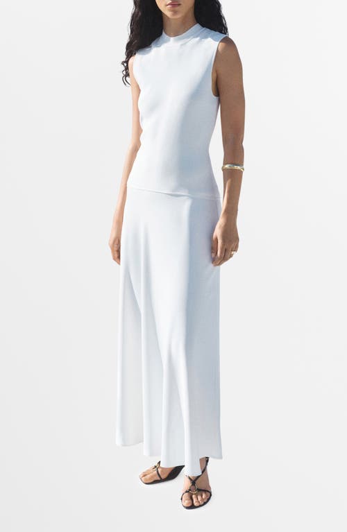 Mango Sleeveless Combined Maxi Dress In White