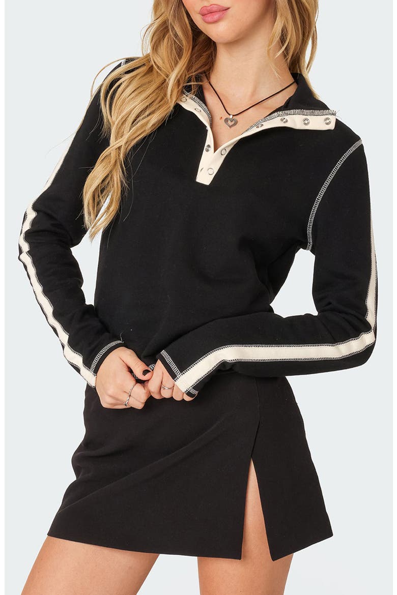 Gio Contrast Stitch Cotton Sweatshirt, Main, color, BLACK