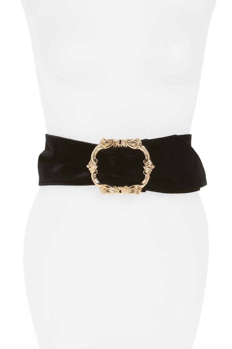 Wide Velvet Belt, Main, color, BLACK/ GOLD