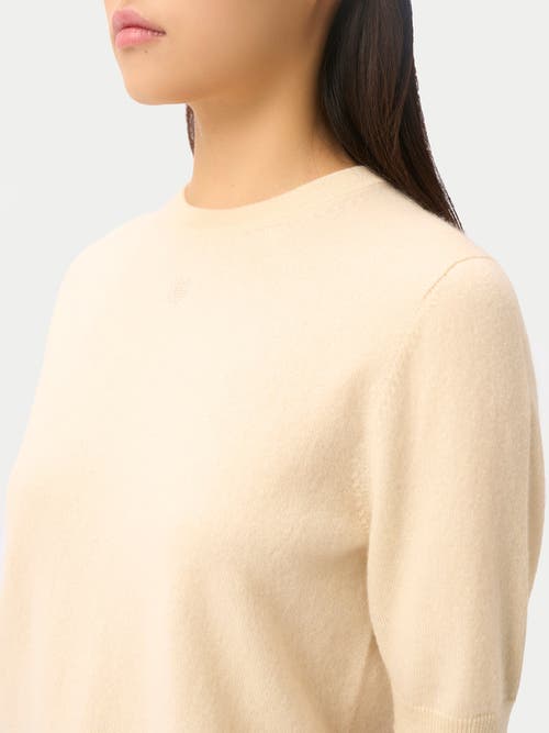 Gobi Mongolian Cashmere Elbow-length Sleeve Cashmere Sweater In White