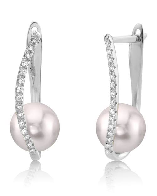 The Pearl Source Akoya Pearl & Diamond Eliza Earrings In Gold