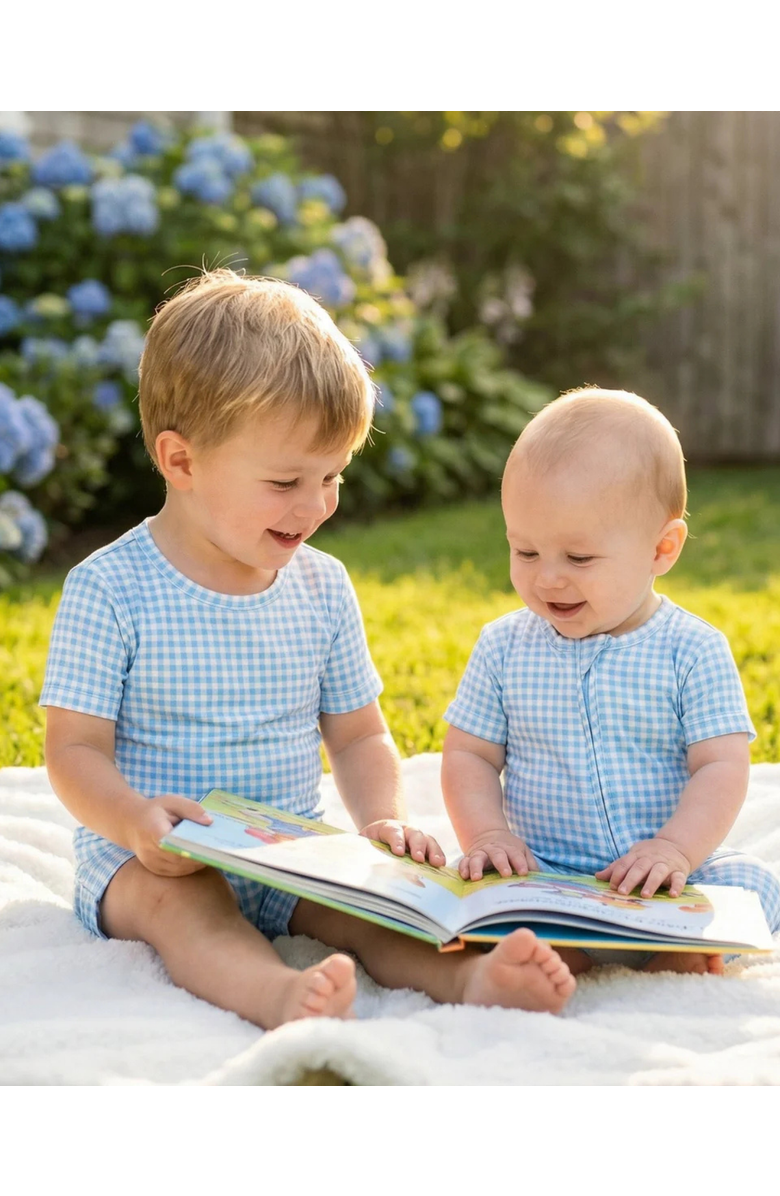 Motette Short Sleeve and Shorts Pajama Set, Alternate, color, Harbor Gingham