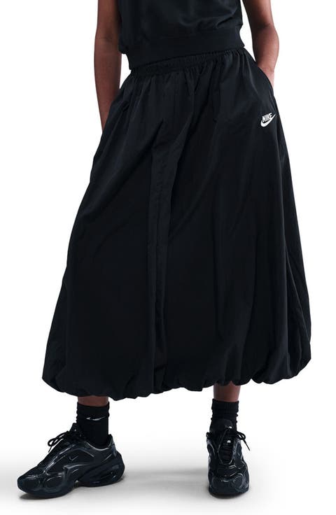 Sportswear Bubble Hem Water Repellent Midi Skirt
