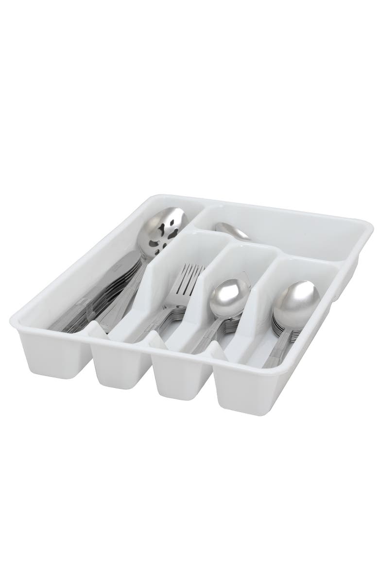 Basic Living Aston 45 Piece Flatware Set with Plastic Tray, Alternate, color, Silver