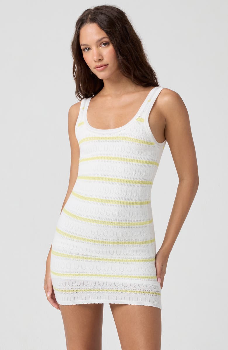 Florence by Mills Stripe Pointelle Stitch Minidress, Alternate, color, Bright White/ Capri