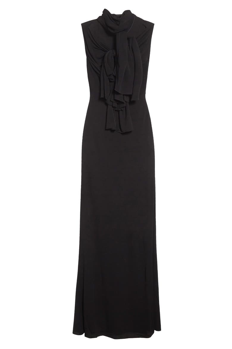 Bow Detail Fluid Jersey Dress, Alternate, color, NOIR ALAIA