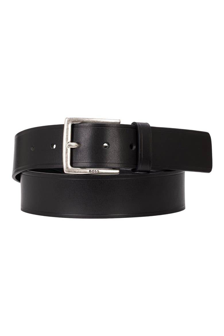 Rummi Leather Belt, Main, color, BLACK