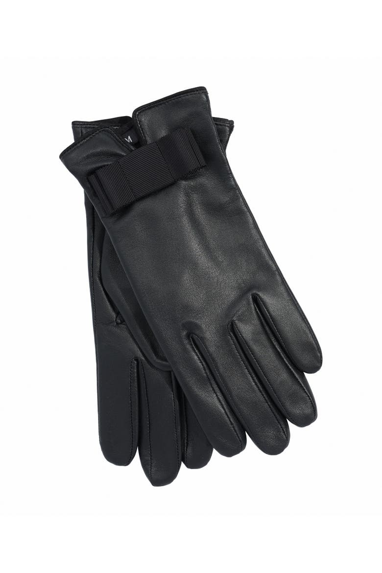 tuxedo bow leather glove, Alternate, color, black