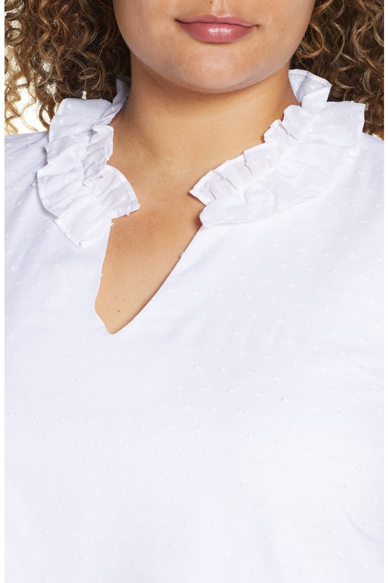 Gibson x International Women's Day Loverly Grey Ruffled V-Neck Top, Alternate, color, WHITE CLIP DOT