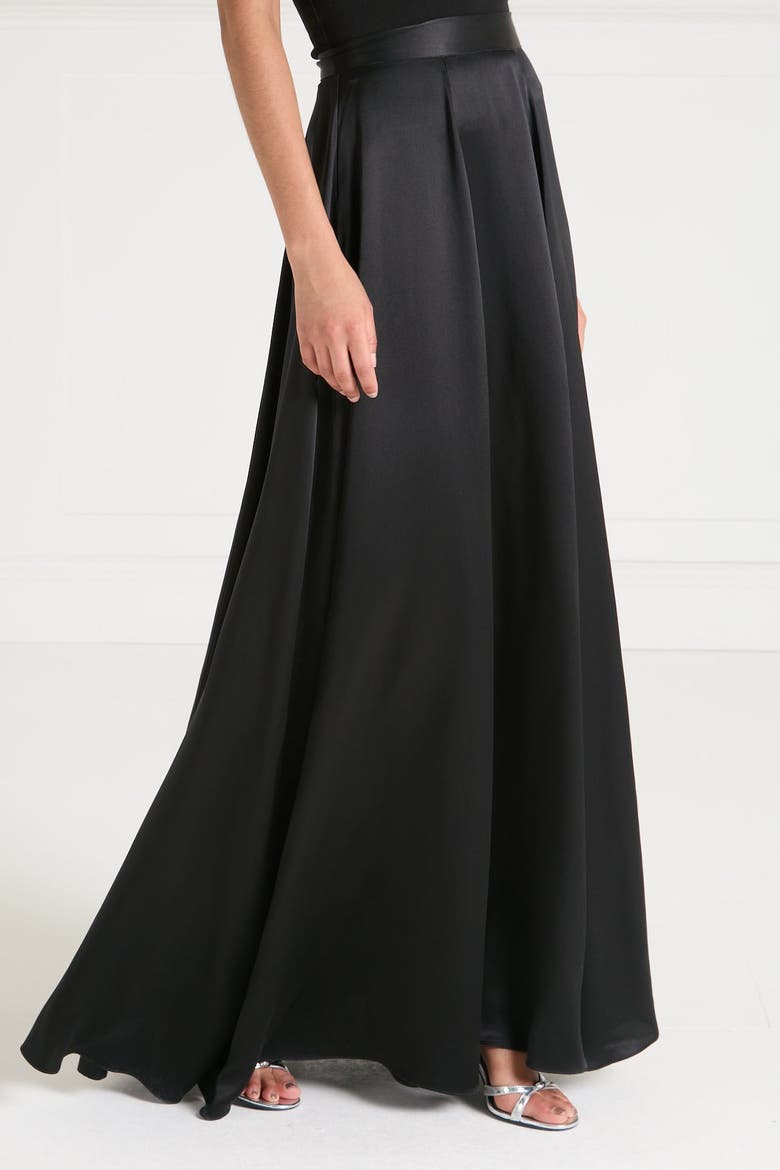 Amerie Satin Skirt, Alternate, color, Black