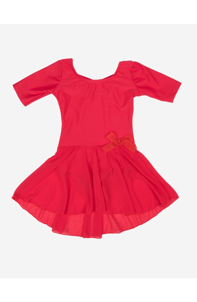 Leveret Girls Short Sleeve Skirted Leotard, Main, color, Red