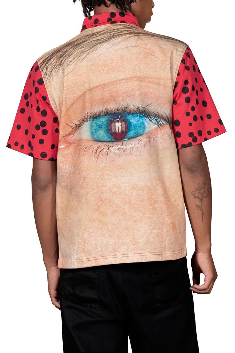 Bug Eye Short Sleeve Button-Up Shirt, Alternate, color, RED