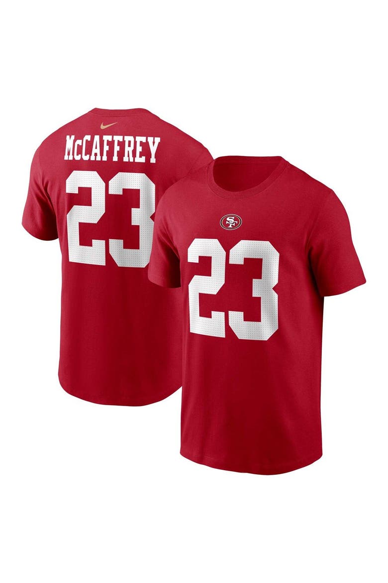 Men's Nike Christian McCaffrey Scarlet San Francisco 49ers Player Name & Number T-Shirt, Main, color, Scarlet