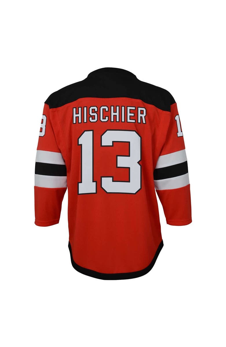 Outerstuff Youth Nico Hischier Red New Jersey Devils Captain Patch Home Replica Player Jersey, Alternate, color, Red