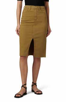 Joe's The Joplin Raw Hem Midi Denim Skirt