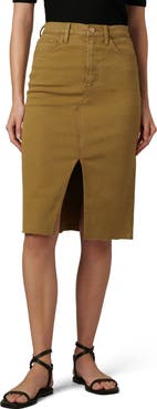 Joe's The Joplin Raw Hem Midi Denim Skirt
