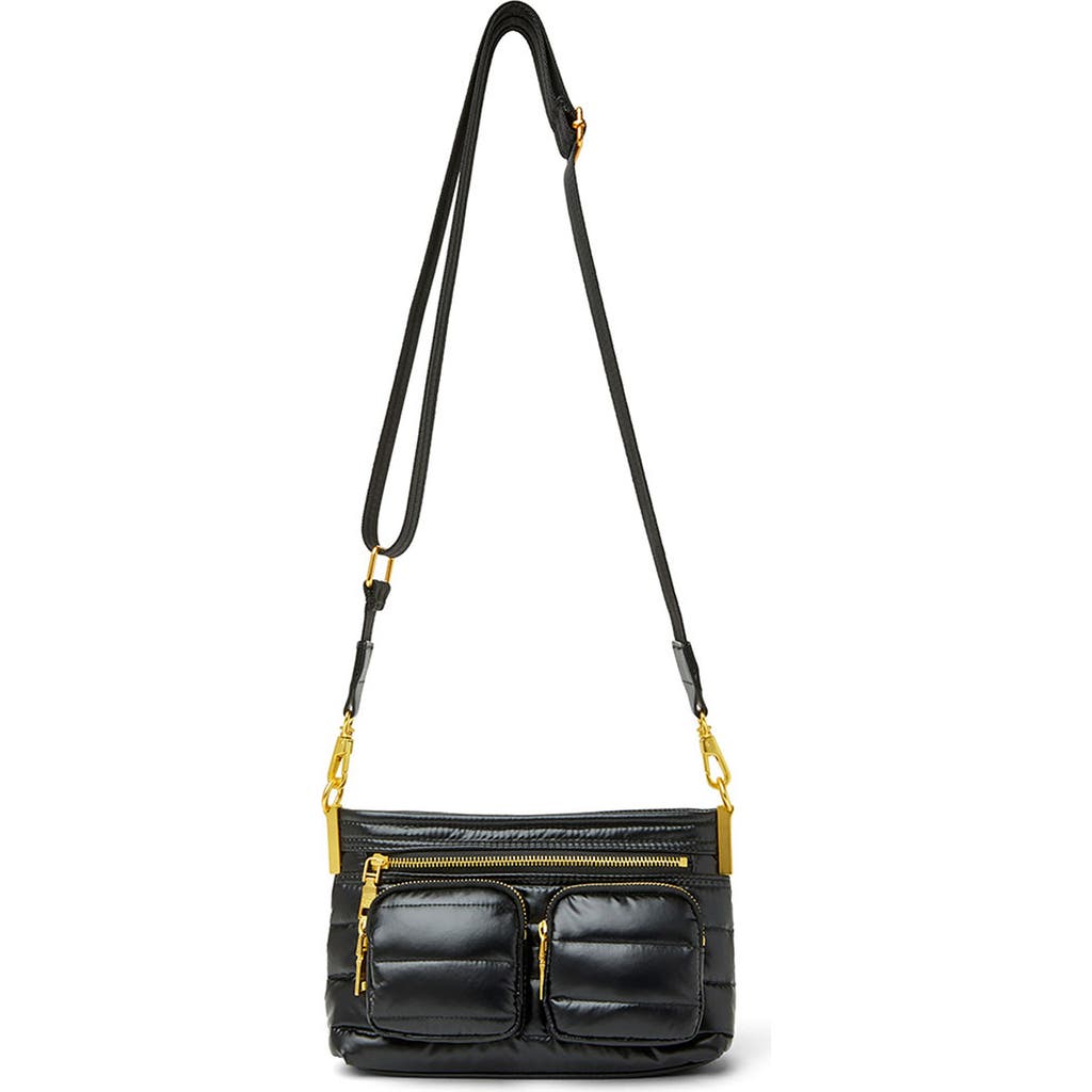 Think Royln Double Trouble Crossbody Bag In Pearl Black With Gold