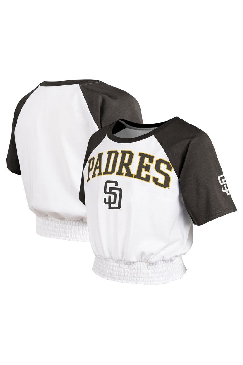 Youth White San Diego Padres On Base Fashion Raglan T-Shirt, Main, color, White
