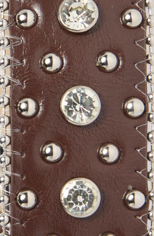 Vince Camuto Western Studded Bling Belt In Brown