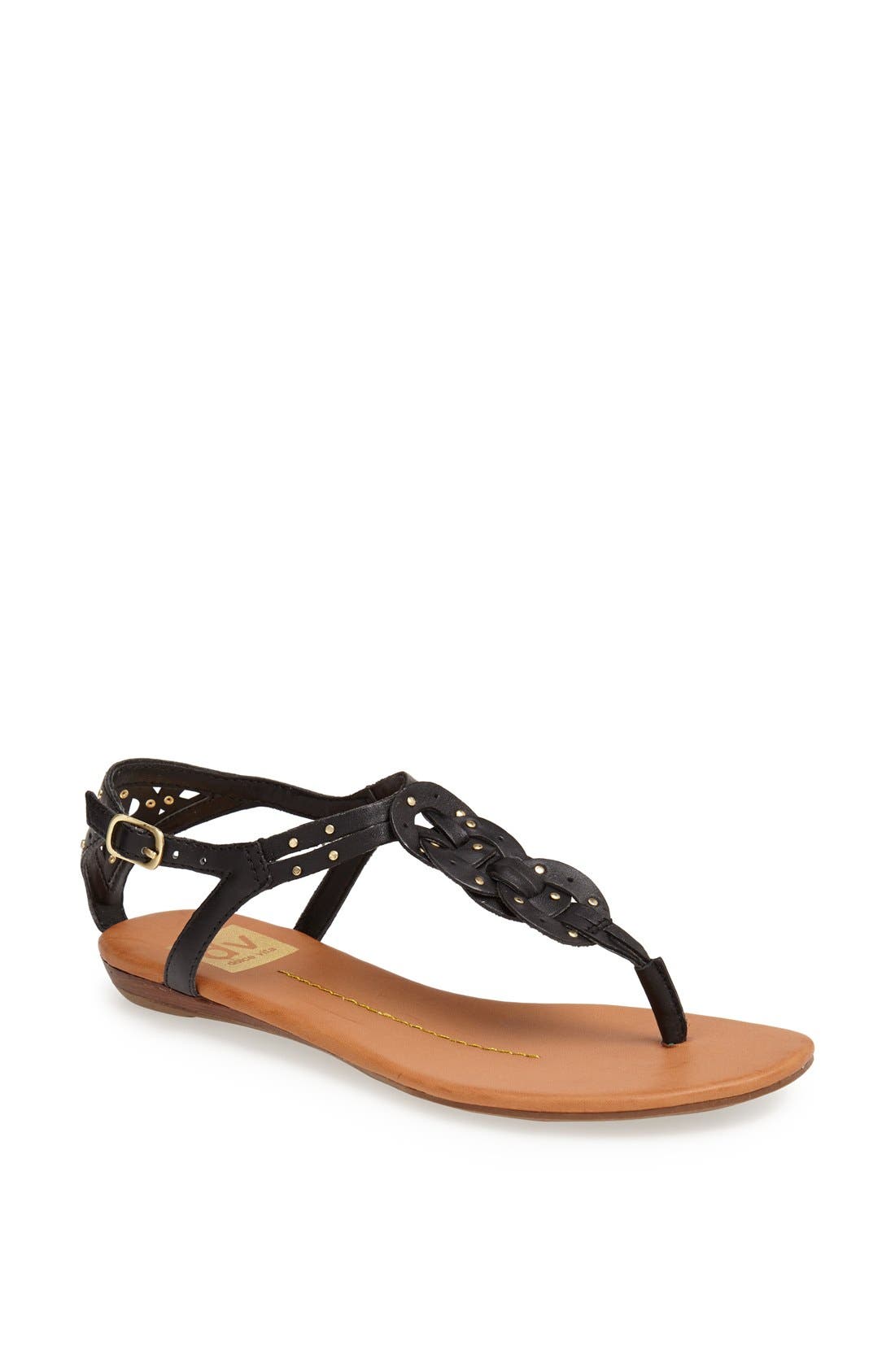 DV by Dolce Vita 'Azania' Leather Thong Sandal, Main, color, BLACK