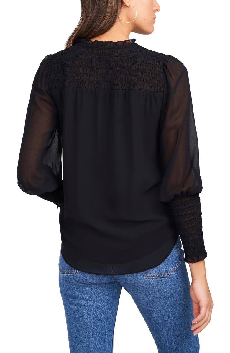 1.STATE Leopard Print Shirred Tie Neck Blouse, Alternate, color, 