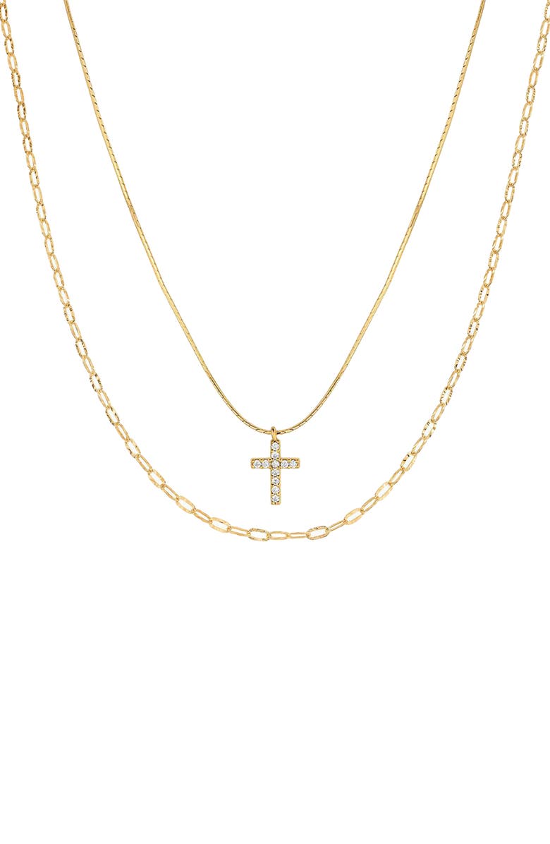 Bearfruit Jewelry 18K Gold Plated Sterling Silver Minimal Grace Necklace Set Holiday Gift Idea, Main, color, Gold