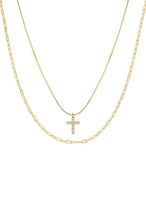 18K Gold Plated Sterling Silver Minimal Grace Necklace Set Holiday Gift Idea