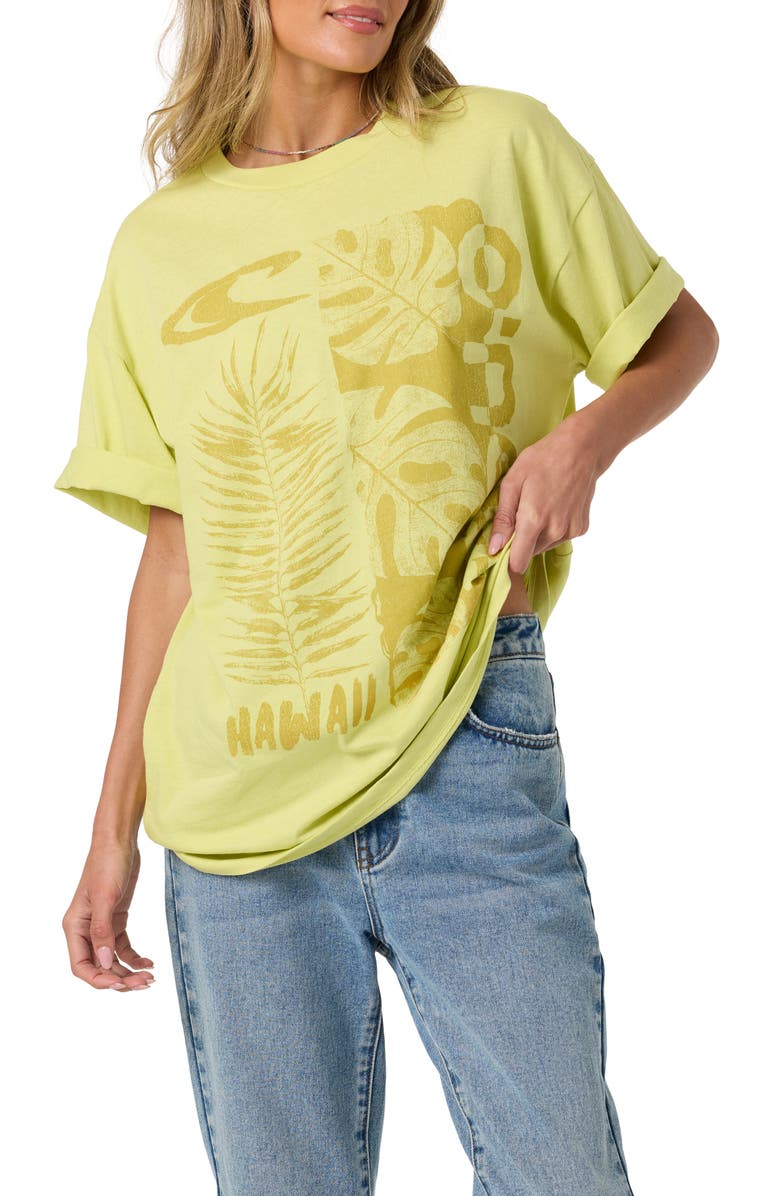 O'Neill Monstera Hawaii Oversized Graphic Tee, Alternate, color, Celery