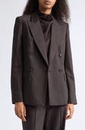 Reiss Dawson Tonal Stripe Double Breasted Wool Blend Blazer