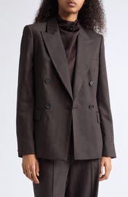 Reiss Dawson Tonal Stripe Double Breasted Wool Blend Blazer