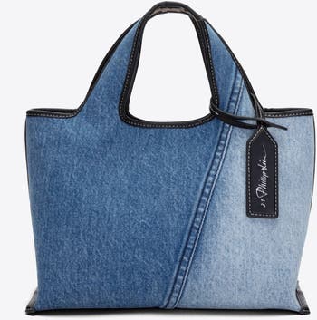 【3.1 Phillip Lim】Washed Denim Mini Market Tote with Studs Denim Mini Market Tote with Studs – 3.1 Phillip Lim