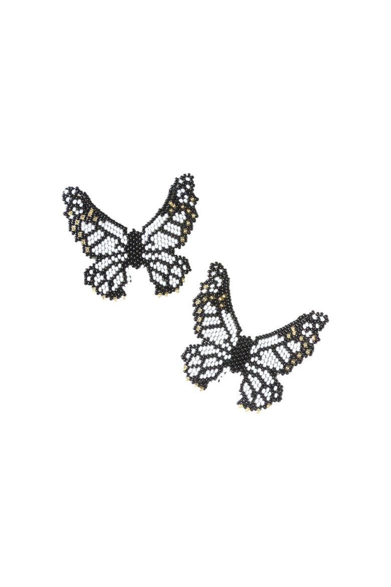 Butterfly White Embera Earrings, Main, color, White