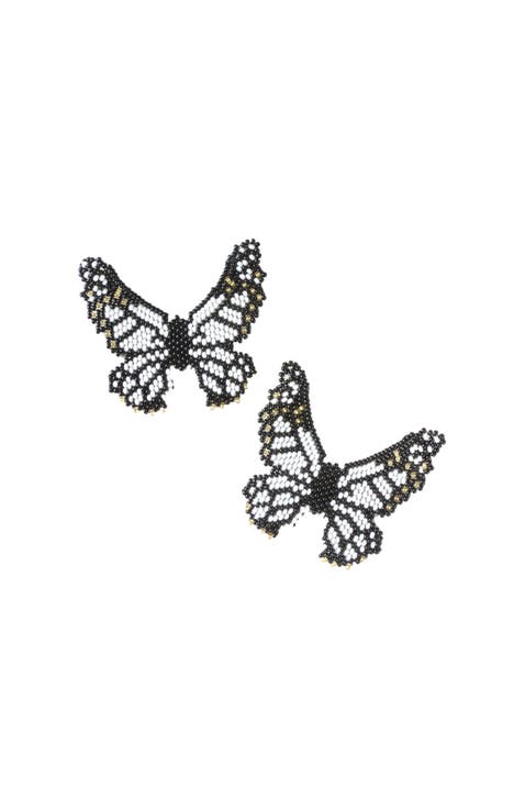 Butterfly White Embera Earrings