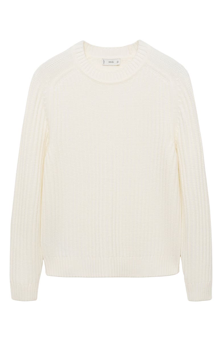 MANGO Crewneck Rib Sweater, Alternate, color, Off White