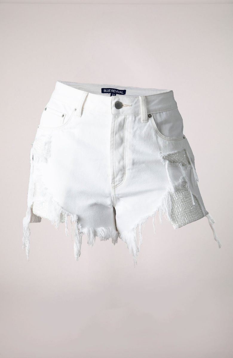 BLUE REVIVAL Pearl Girl Short, Alternate, color, White