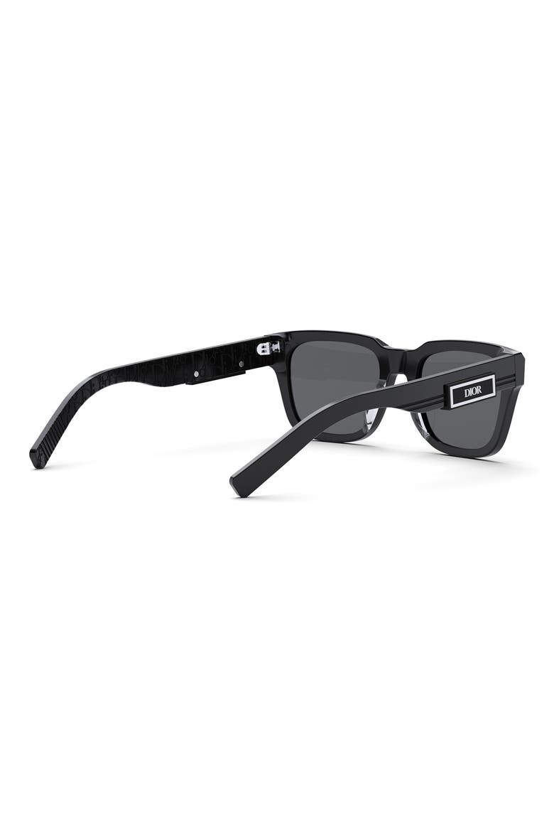 'DiorB23 S1I 53mm Rectangular Sunglasses, Alternate, color, SHINY BLACK / SMOKE
