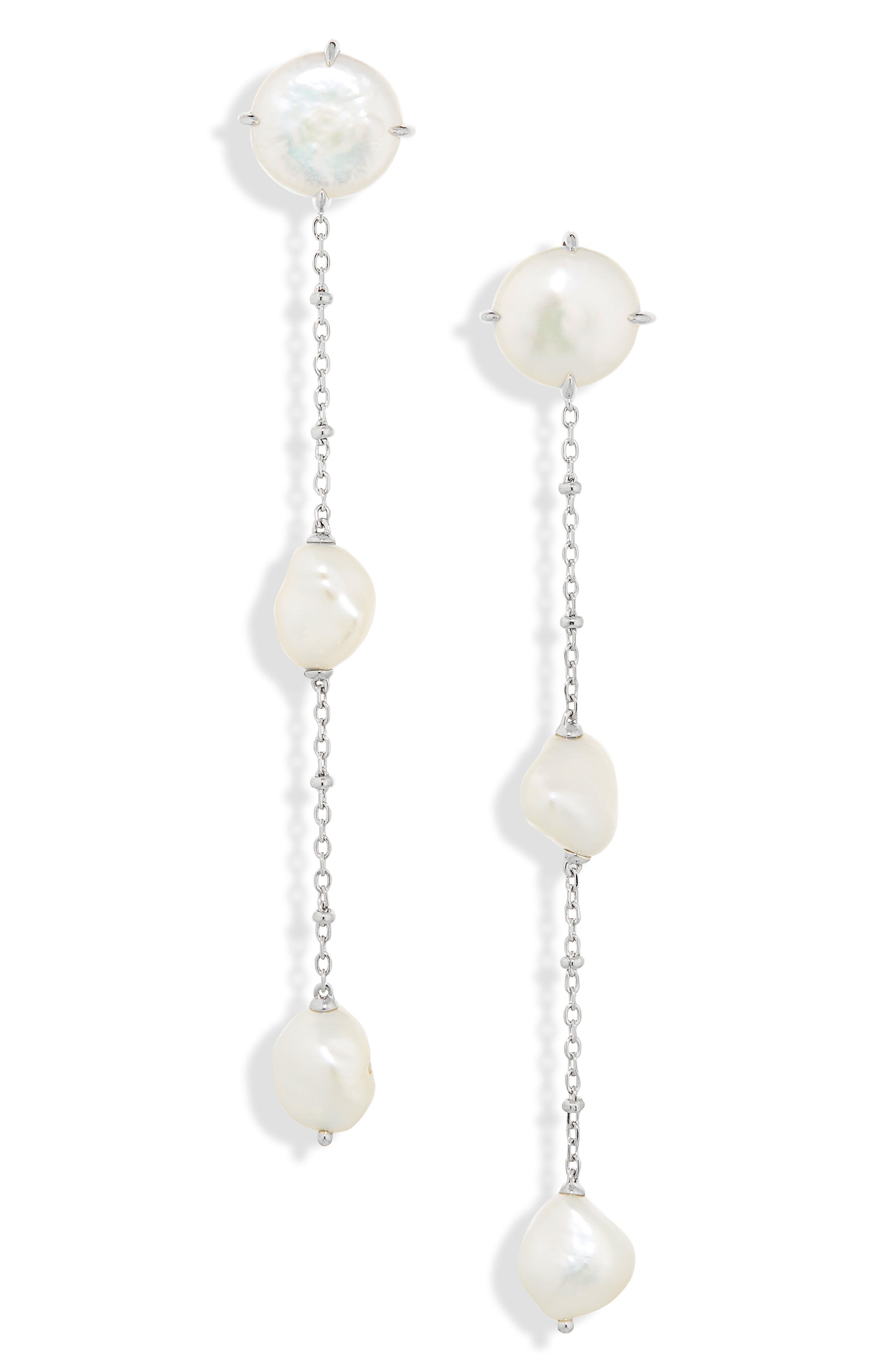 Nadri Dot Dot Dot Mixed Faux Pearl Linear Earrings
