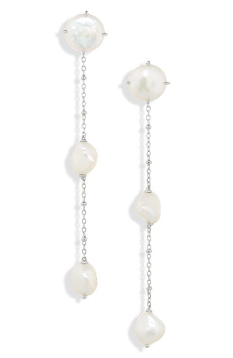 Dot Dot Dot Mixed Faux Pearl Linear Earrings