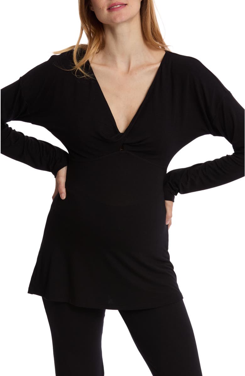 Cache Coeur Louna Maternity and Nursing Long Sleeve T-Shirt, Alternate, color, Black