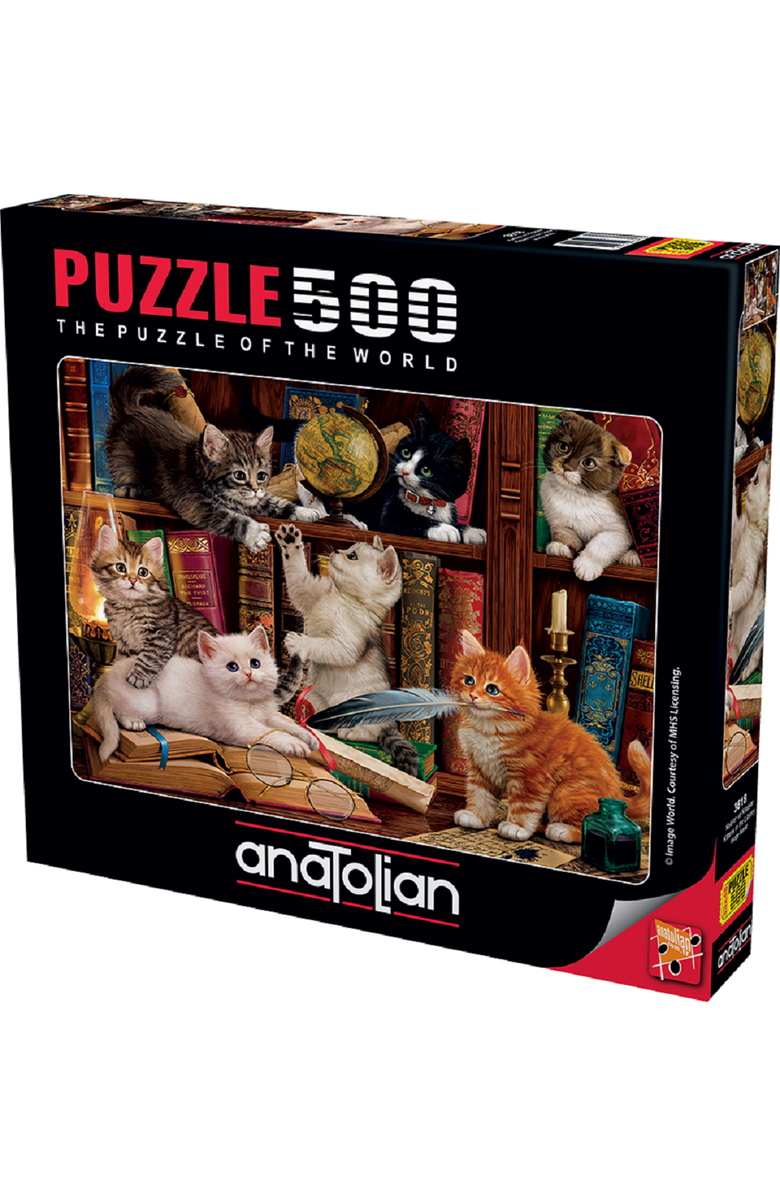 Anatolian Kittens in the Library 500 piece Jigsaw Puzzle for Adults, Main, color,