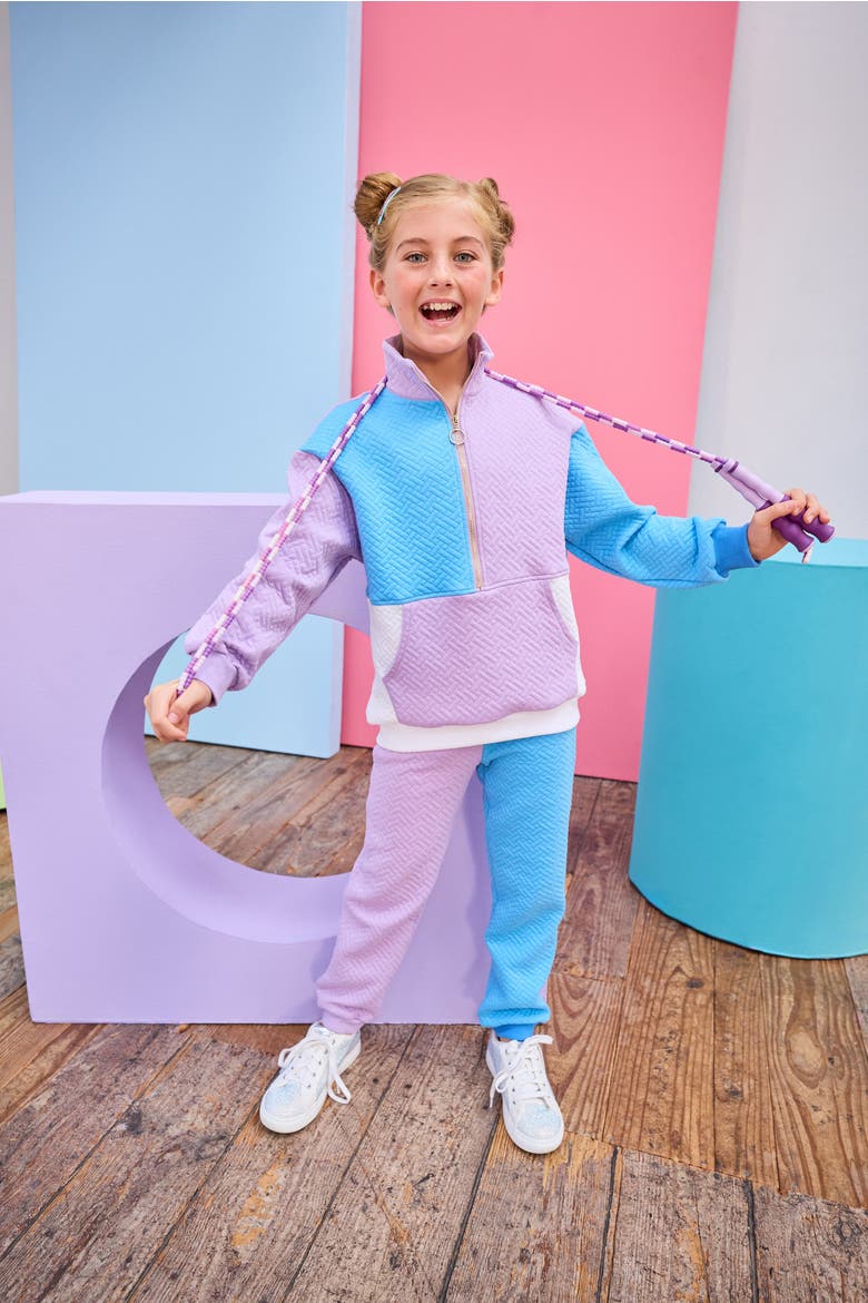 Kids' Color Block Pullover, Alternate, color, Lavender & Blue