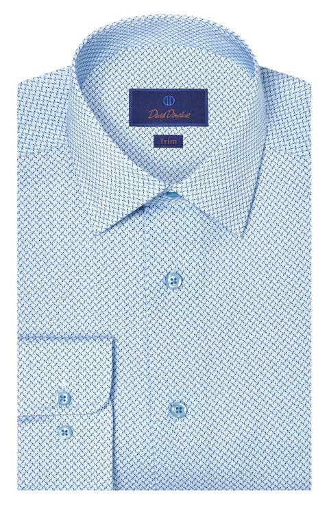 Trim Fit Geometric Cotton Dress Shirt