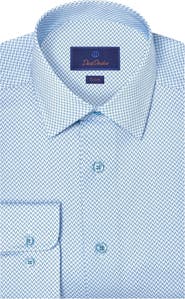 David Donahue Trim Fit Geometric Cotton Dress Shirt