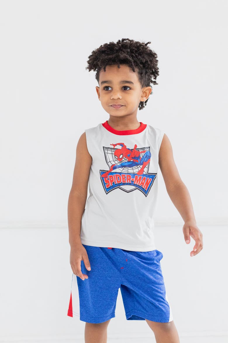 Spider-Man 3pc Tank Top, Tee & Shorts Set, Alternate, color, Blue /Gray /Red