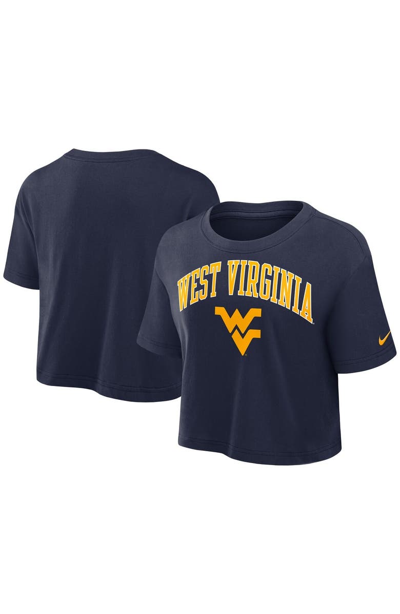 Nike Women's Nike Navy West Virginia Mountaineers Power Pursuit Athletic Prep Arch Performance Cropped T-Shirt, Alternate, color, 